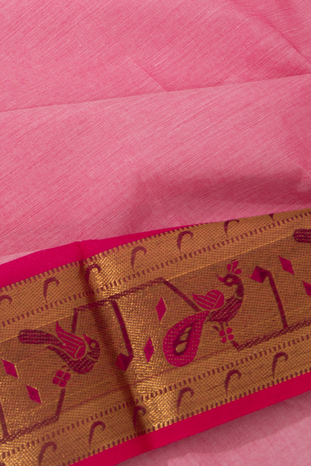 Chettinad Cotton Plain Pink Saree