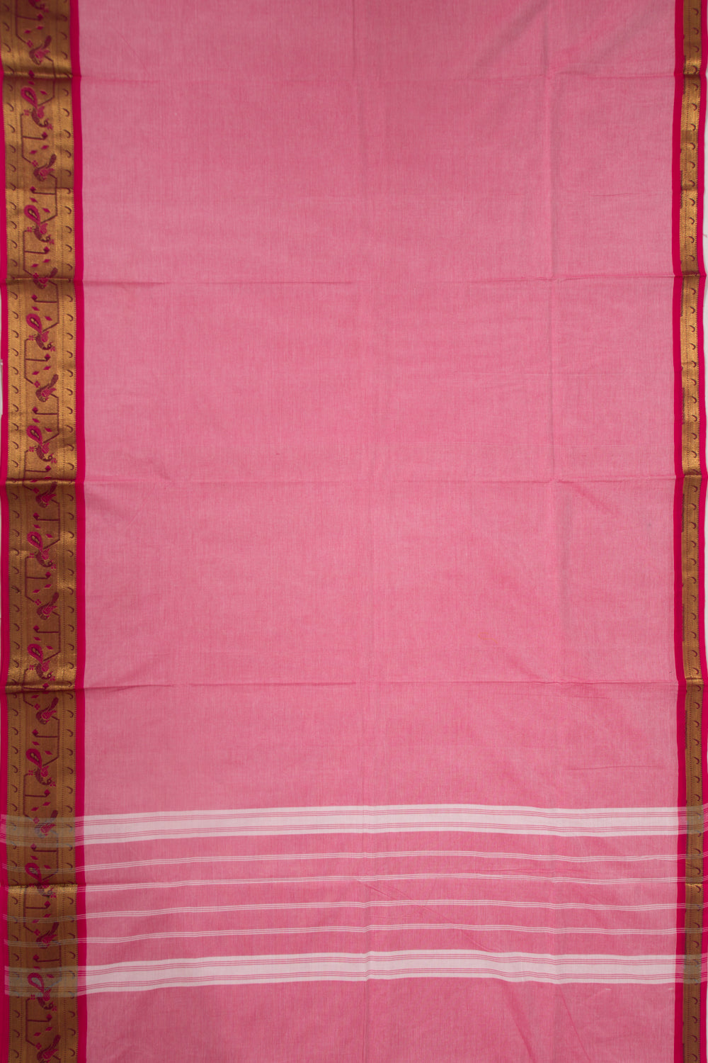 Chettinad Cotton Plain Pink Saree