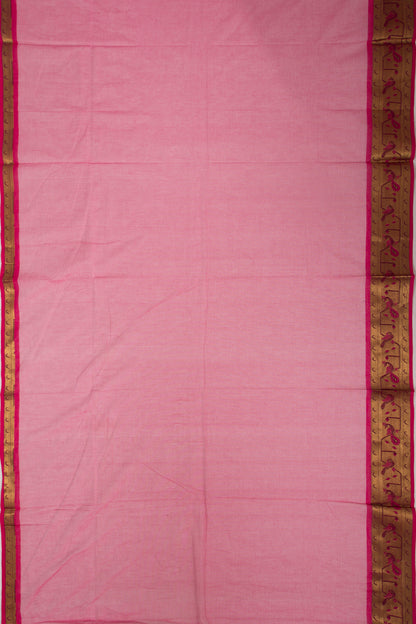 Chettinad Cotton Plain Pink Saree