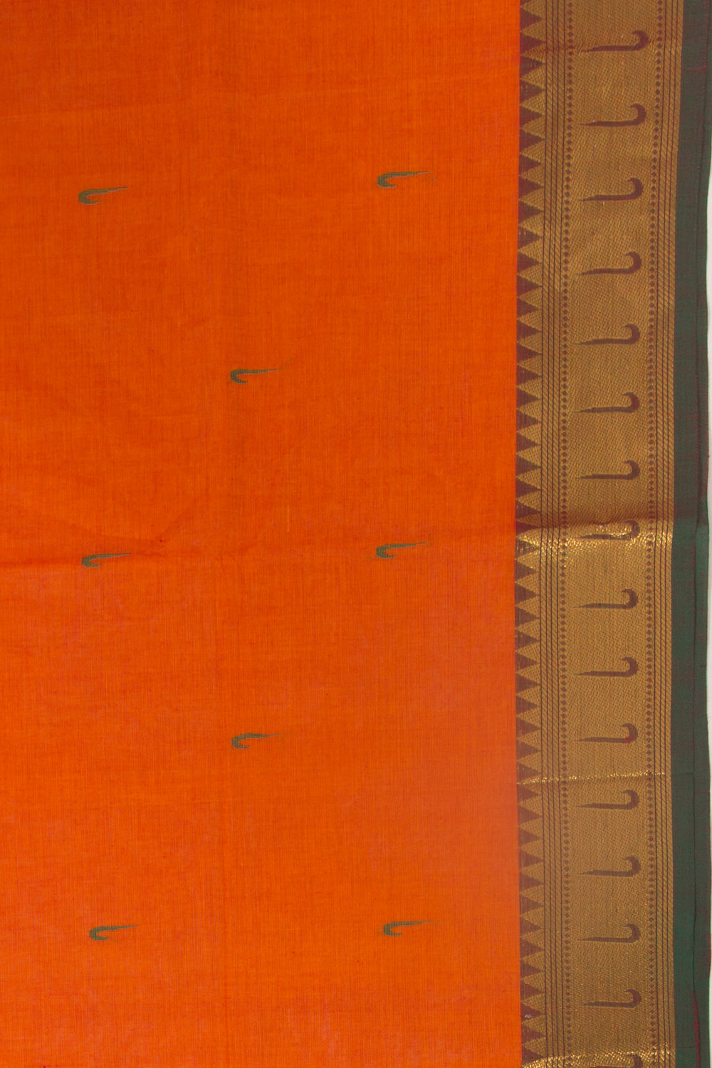 Handspun Cotton Butta Orange Saree