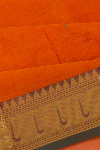 Handspun Cotton Butta Orange Saree