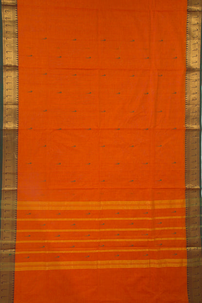 Handspun Cotton Butta Orange Saree