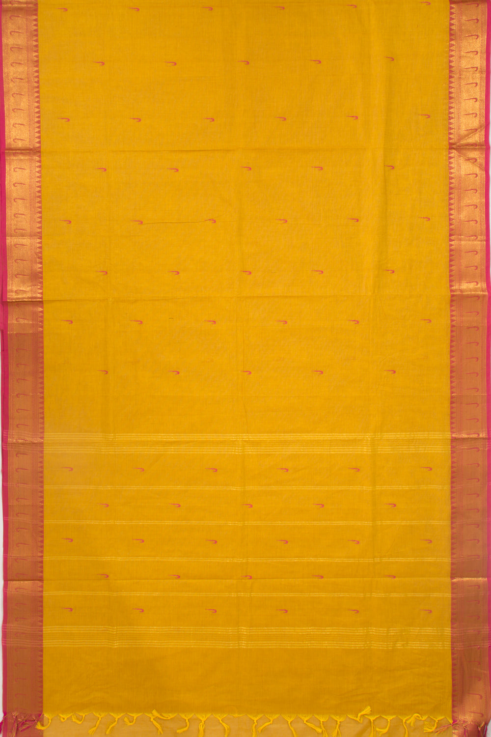 Chettinad Cotton Butta Yellow Saree