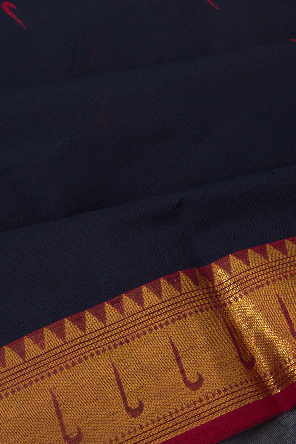 Chettinad Cotton Butta Dark Blue Saree