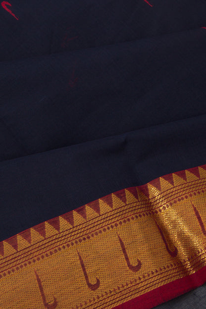 Chettinad Cotton Butta Dark Blue Saree
