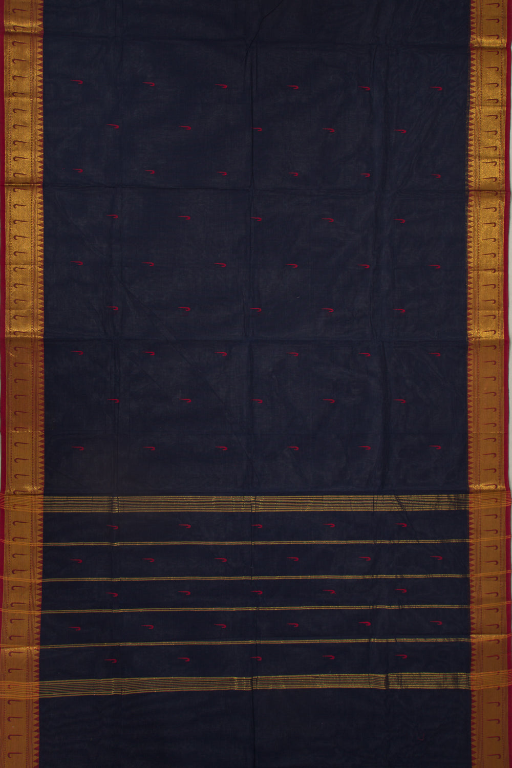 Chettinad Cotton Butta Dark Blue Saree
