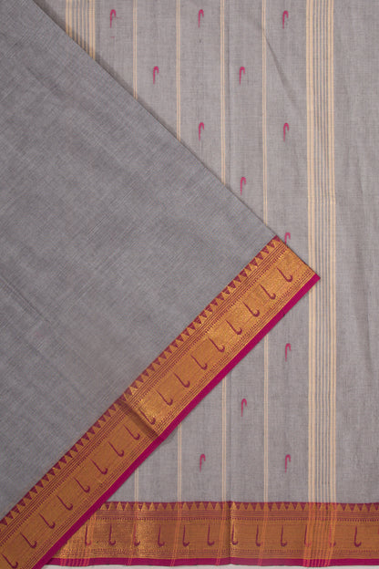 Handspun Cotton Butta Grey Saree