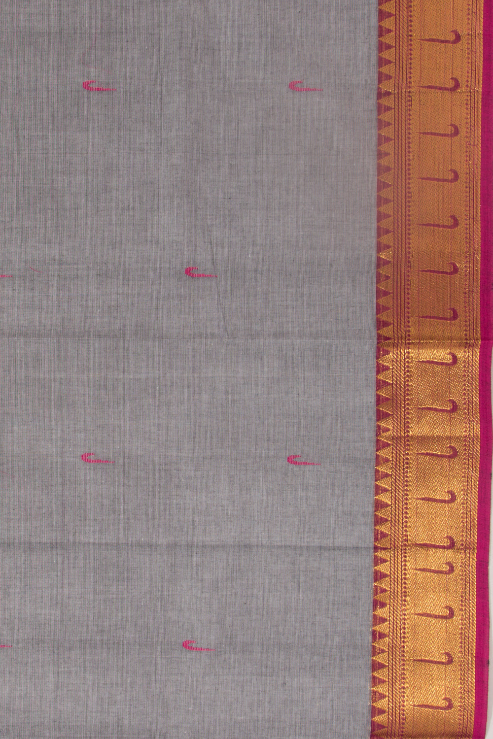 Handspun Cotton Butta Grey Saree