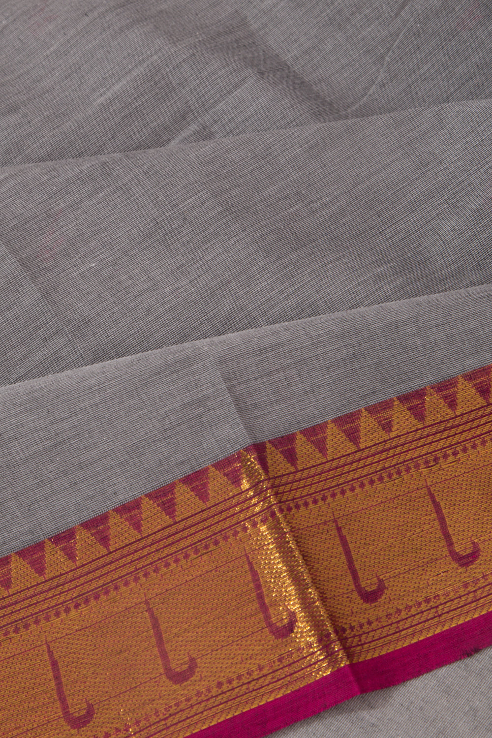 Handspun Cotton Butta Grey Saree