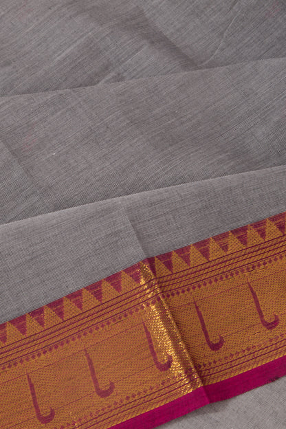 Handspun Cotton Butta Grey Saree