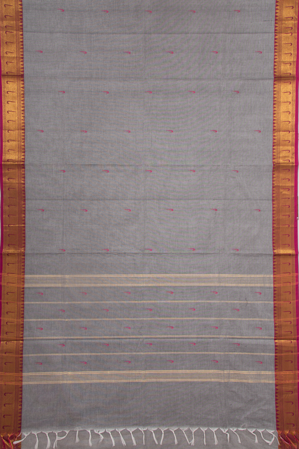 Handspun Cotton Butta Grey Saree