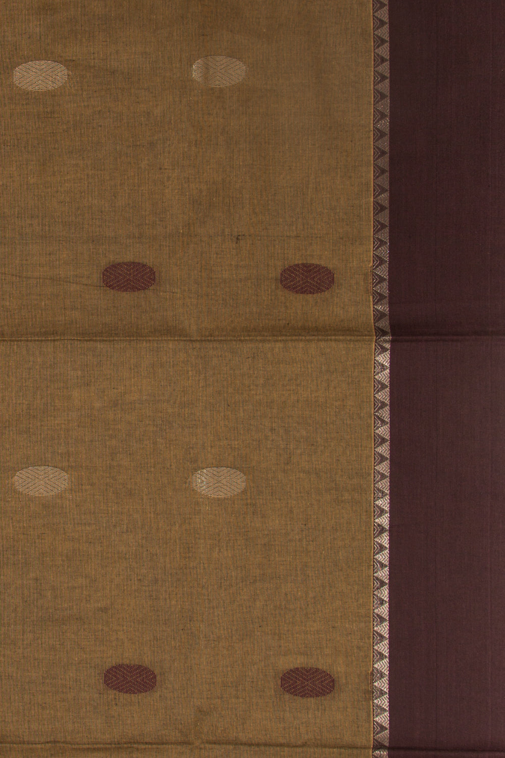 Chettinad Cotton Butta Khaki Brown Saree