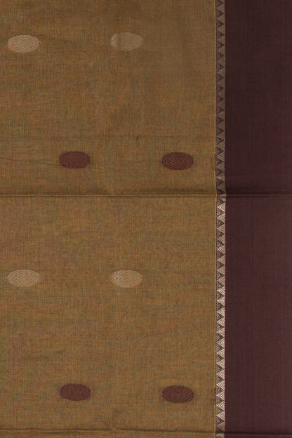 Chettinad Cotton Butta Khaki Brown Saree