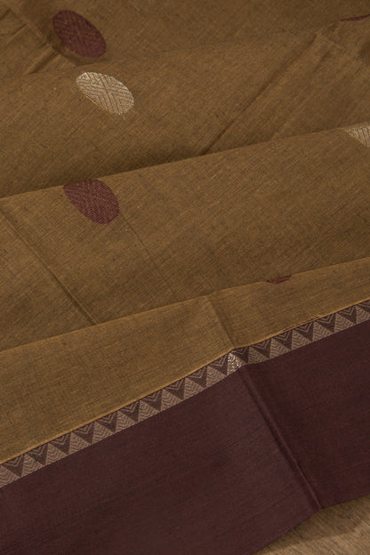Chettinad Cotton Butta Khaki Brown Saree
