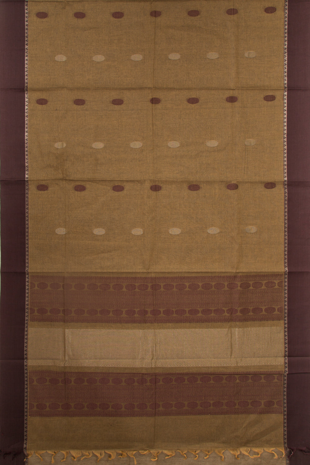 Chettinad Cotton Butta Khaki Brown Saree