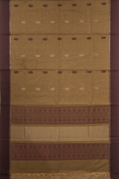 Chettinad Cotton Butta Khaki Brown Saree