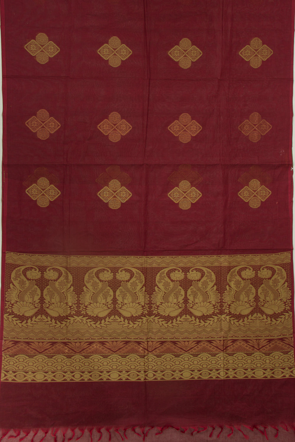 Chettinad Cotton Butta Maroon Saree