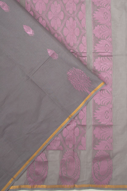 Chettinad Cotton Butta Grey Saree