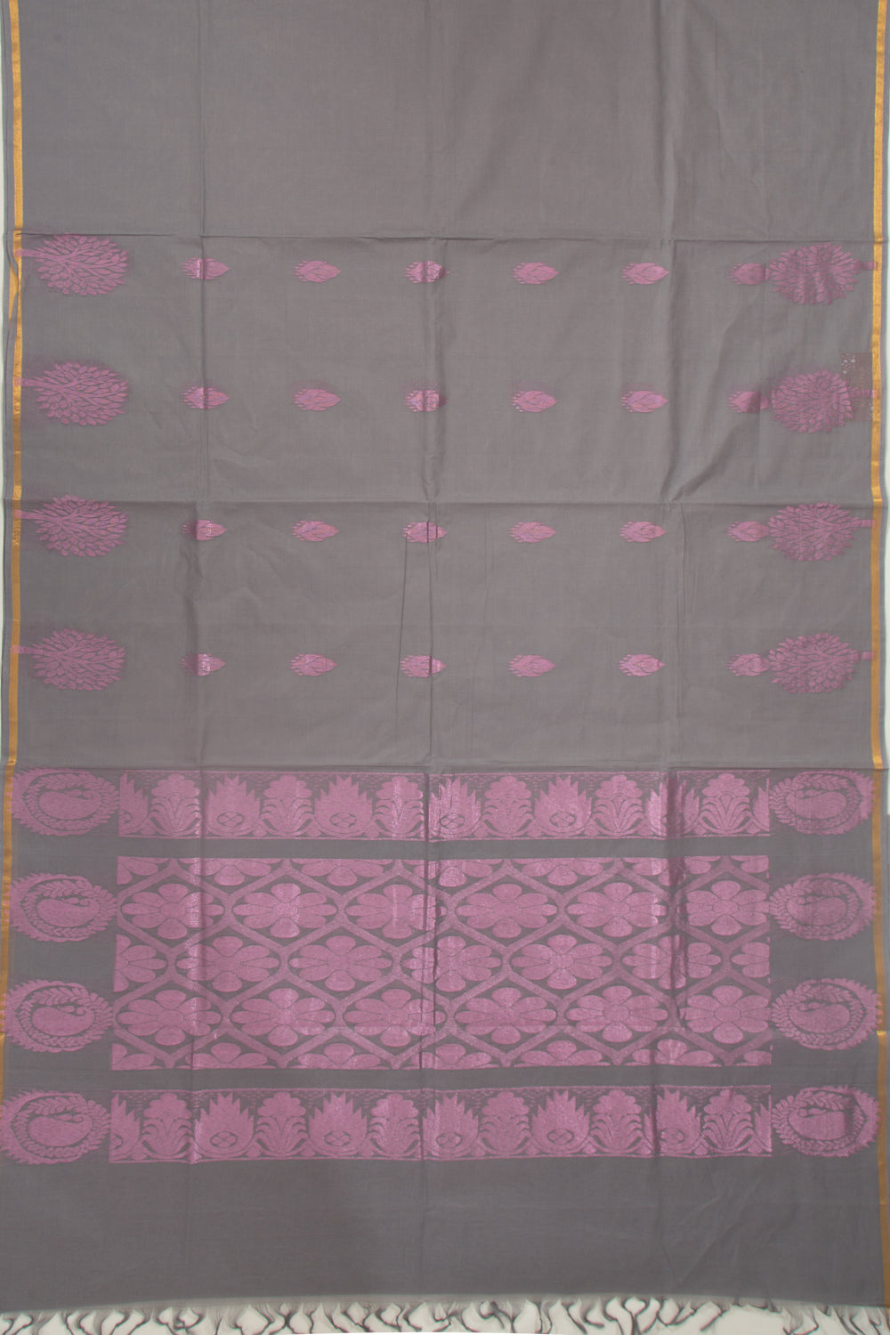 Chettinad Cotton Butta Grey Saree