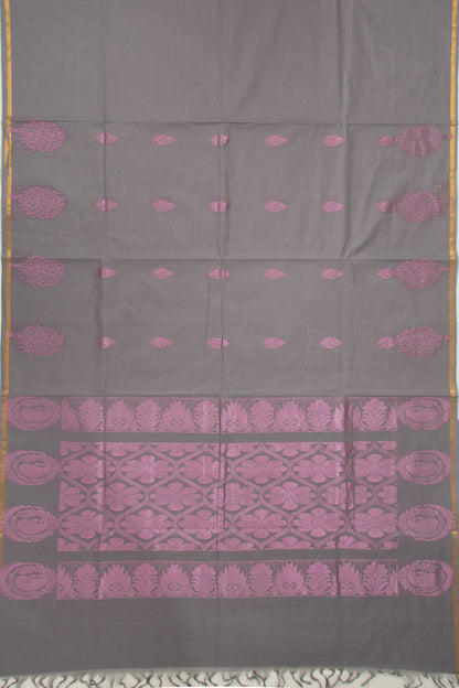Chettinad Cotton Butta Grey Saree