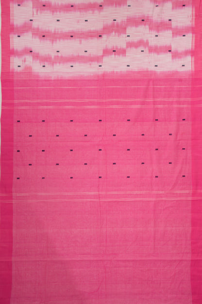 Handspun Cotton Brocade White Saree