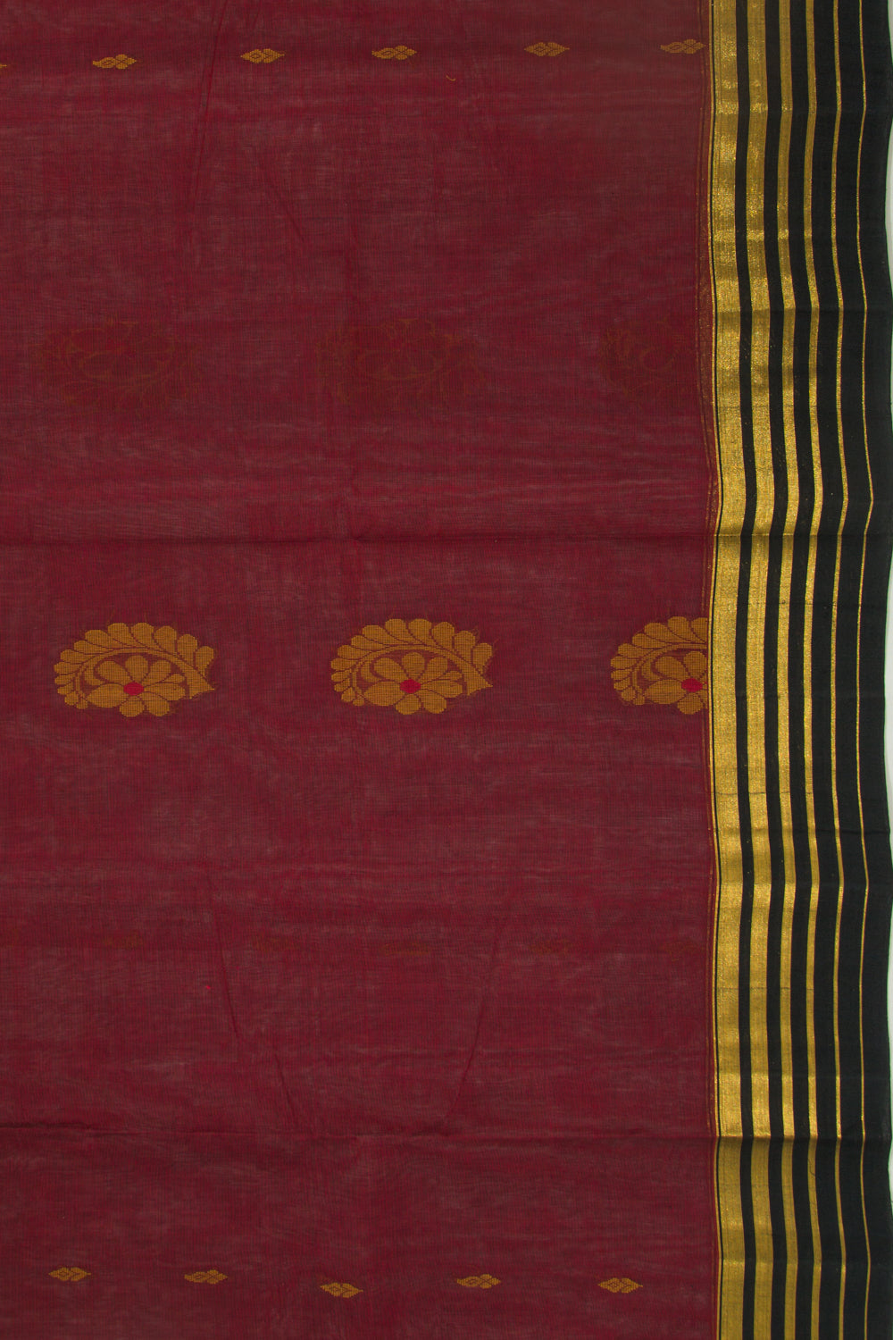 Handspun Cotton Butta Maroon Saree