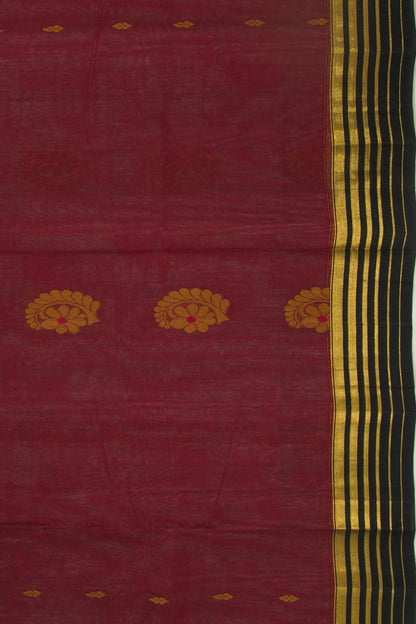 Handspun Cotton Butta Maroon Saree