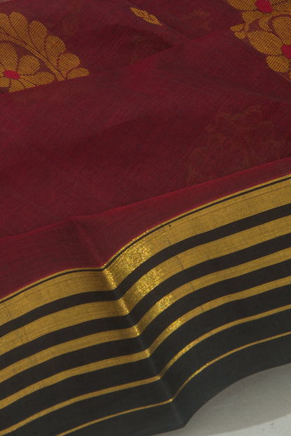 Handspun Cotton Butta Maroon Saree