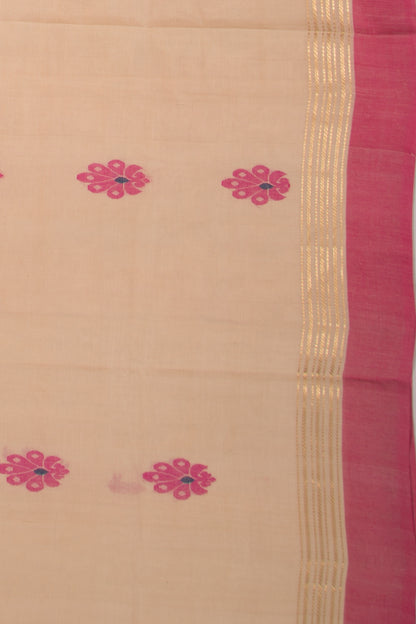 Chettinad Cotton Plain Cream Saree