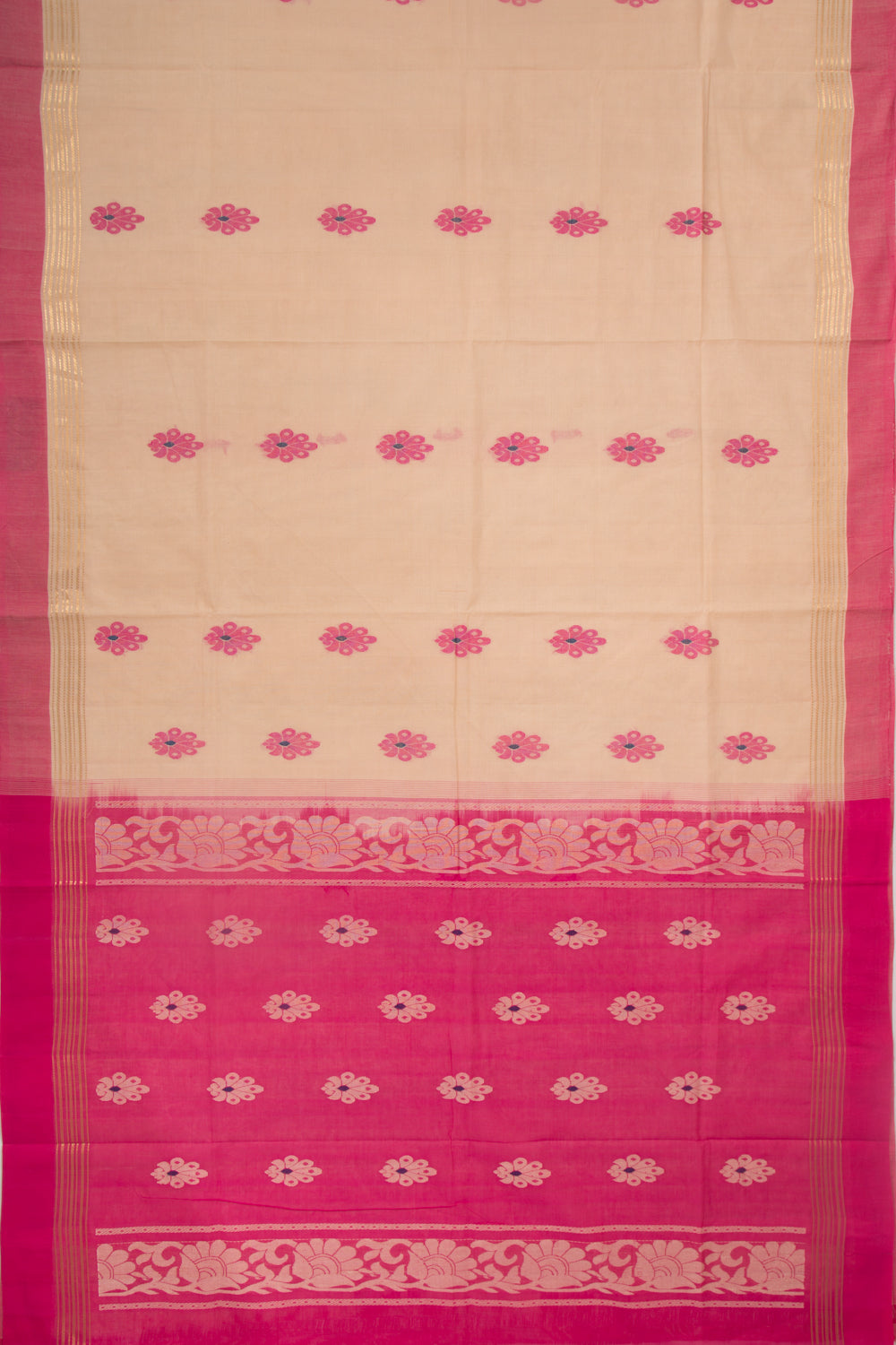 Chettinad Cotton Plain Cream Saree
