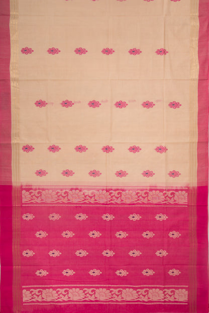 Chettinad Cotton Plain Cream Saree