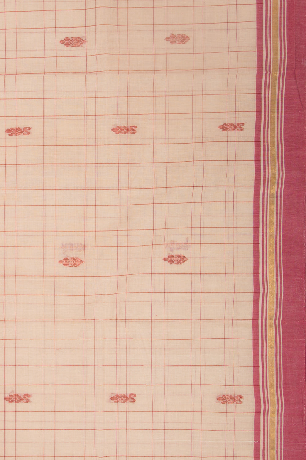 Chettinad Cotton Checks And Butta Cream Saree