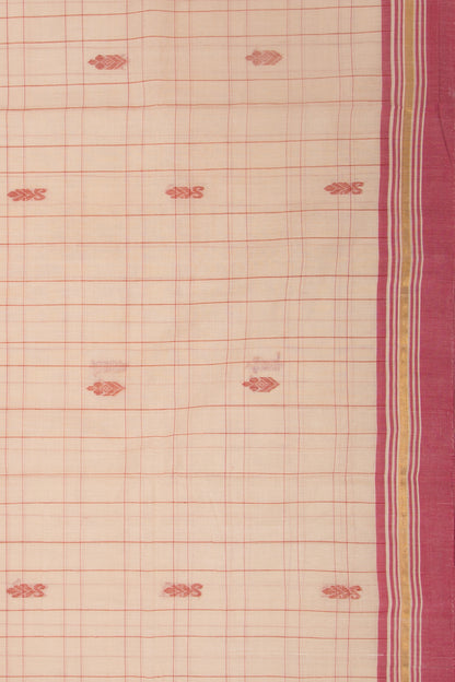 Chettinad Cotton Checks And Butta Cream Saree