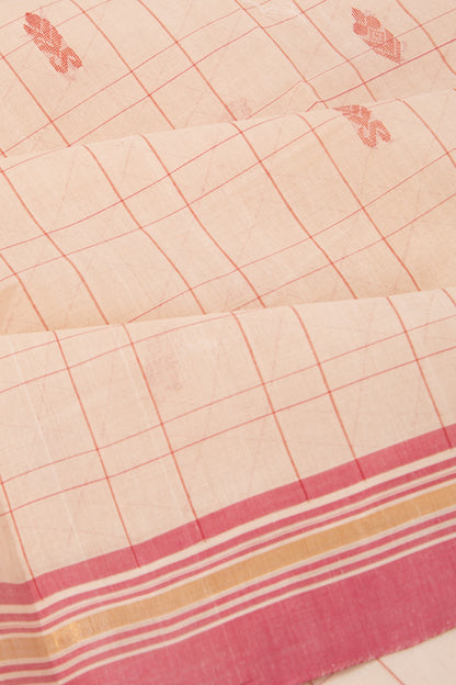 Chettinad Cotton Checks And Butta Cream Saree