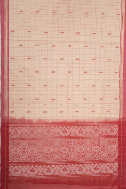 Chettinad Cotton Checks And Butta Cream Saree