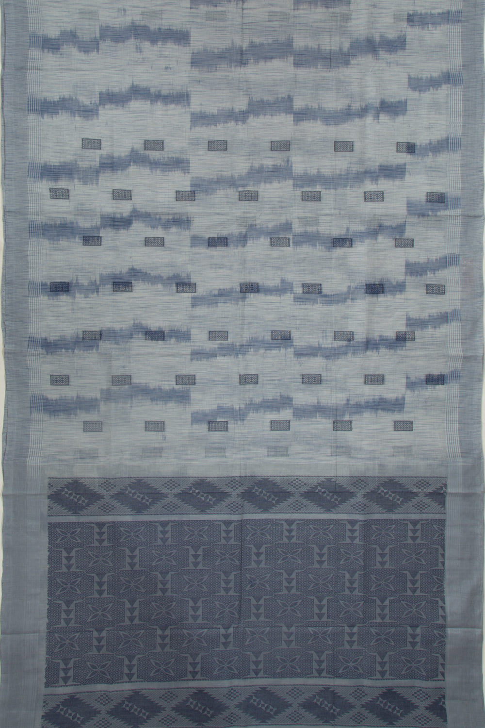 Handspun Cotton Brocade White Saree