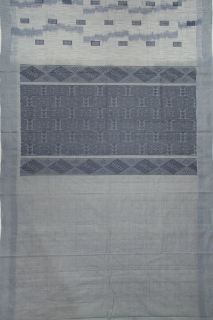 Handspun Cotton Brocade White Saree