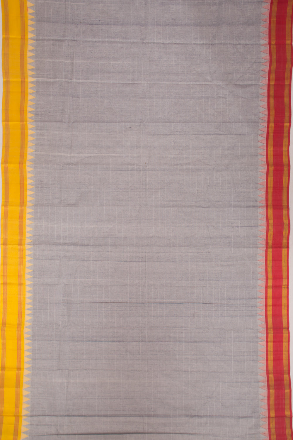 Chettinad Cotton Horizontal Lines Grey Saree
