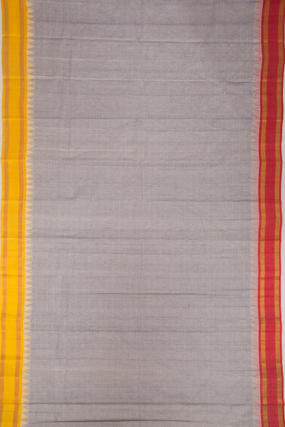 Chettinad Cotton Horizontal Lines Grey Saree