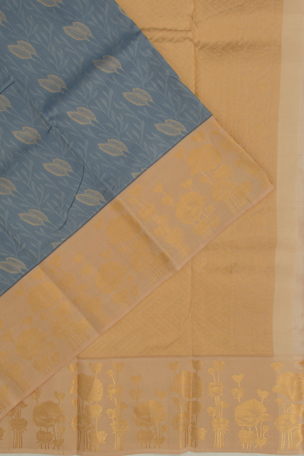 Soft Silk Brocade Steel Blue Saree