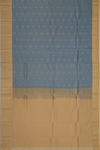 Soft Silk Brocade Steel Blue Saree