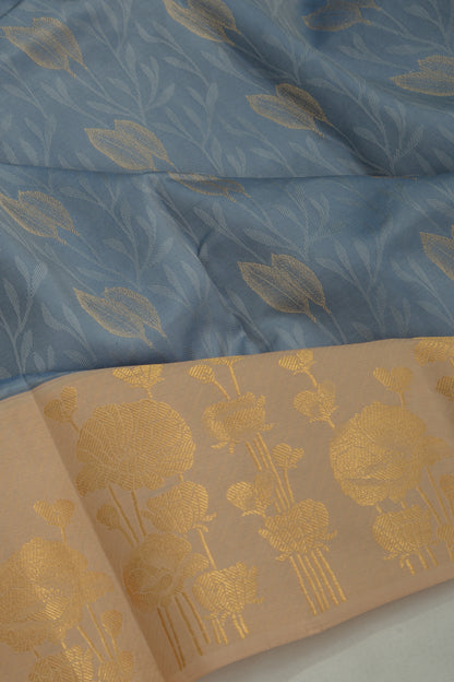 Soft Silk Brocade Steel Blue Saree