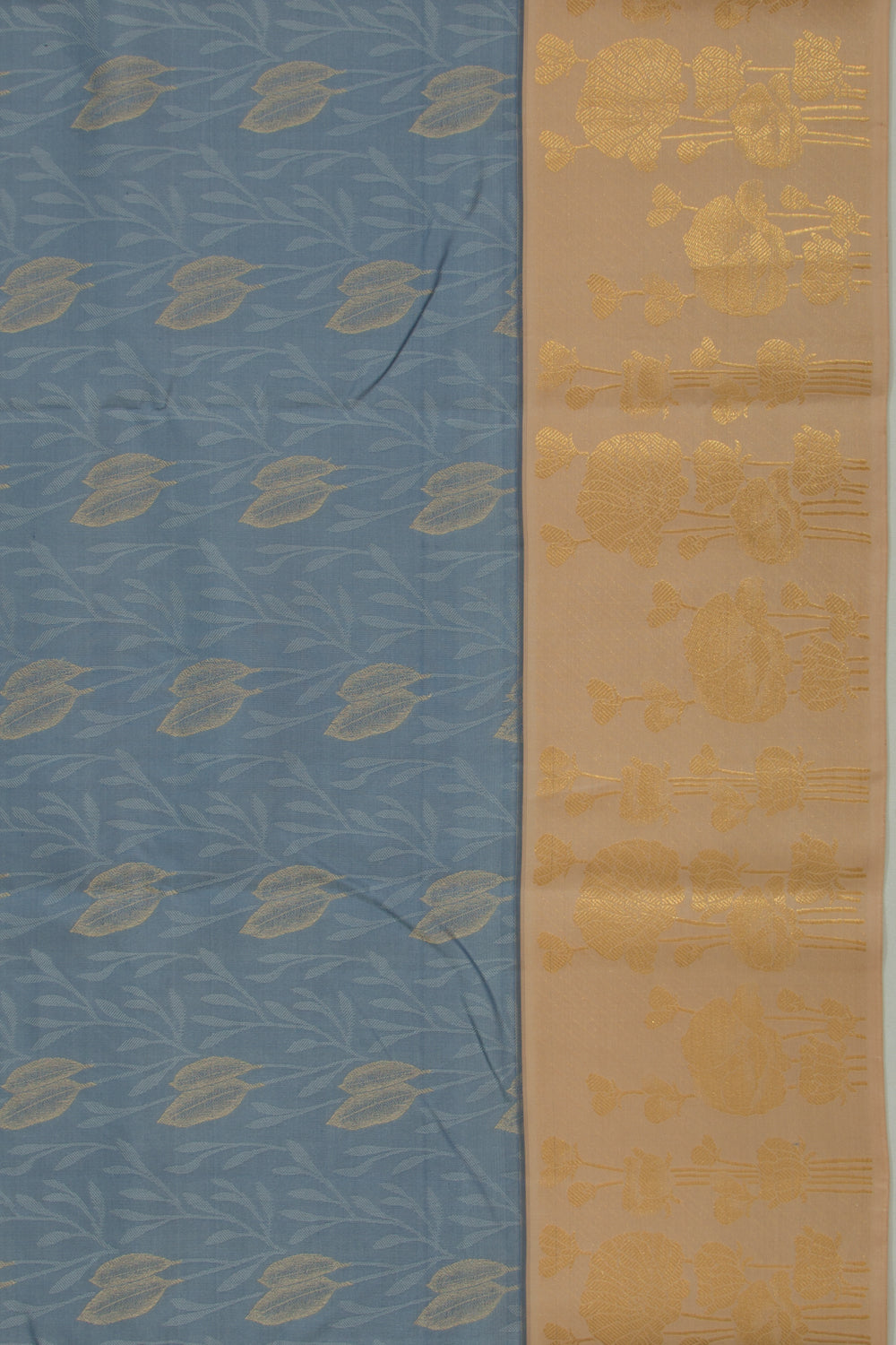 Soft Silk Brocade Steel Blue Saree