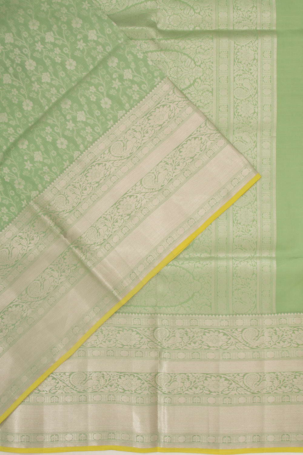 Taranga Kanchi Silk Jaal Pastel Green Saree