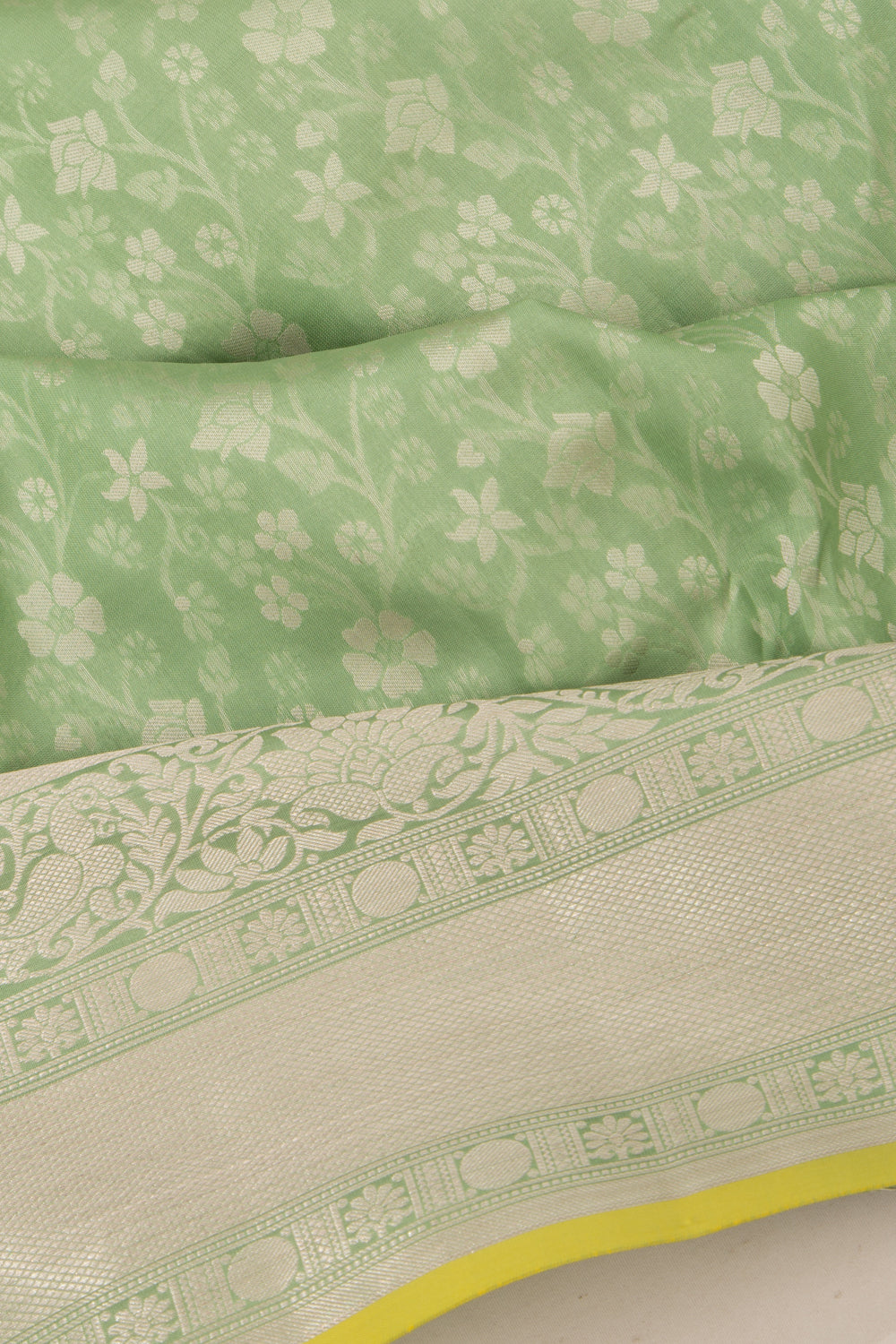 Taranga Kanchi Silk Jaal Pastel Green Saree