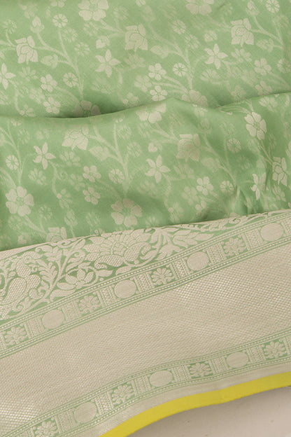 Taranga Kanchi Silk Jaal Pastel Green Saree