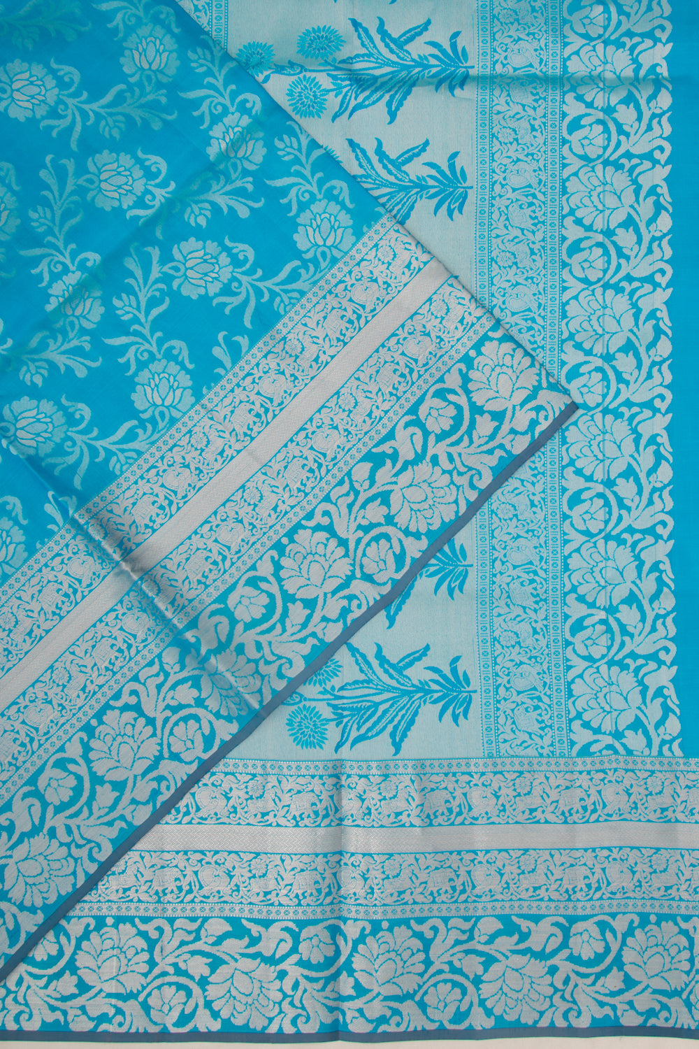 Taranga Kanchi Silk Jaal Sky Blue Saree