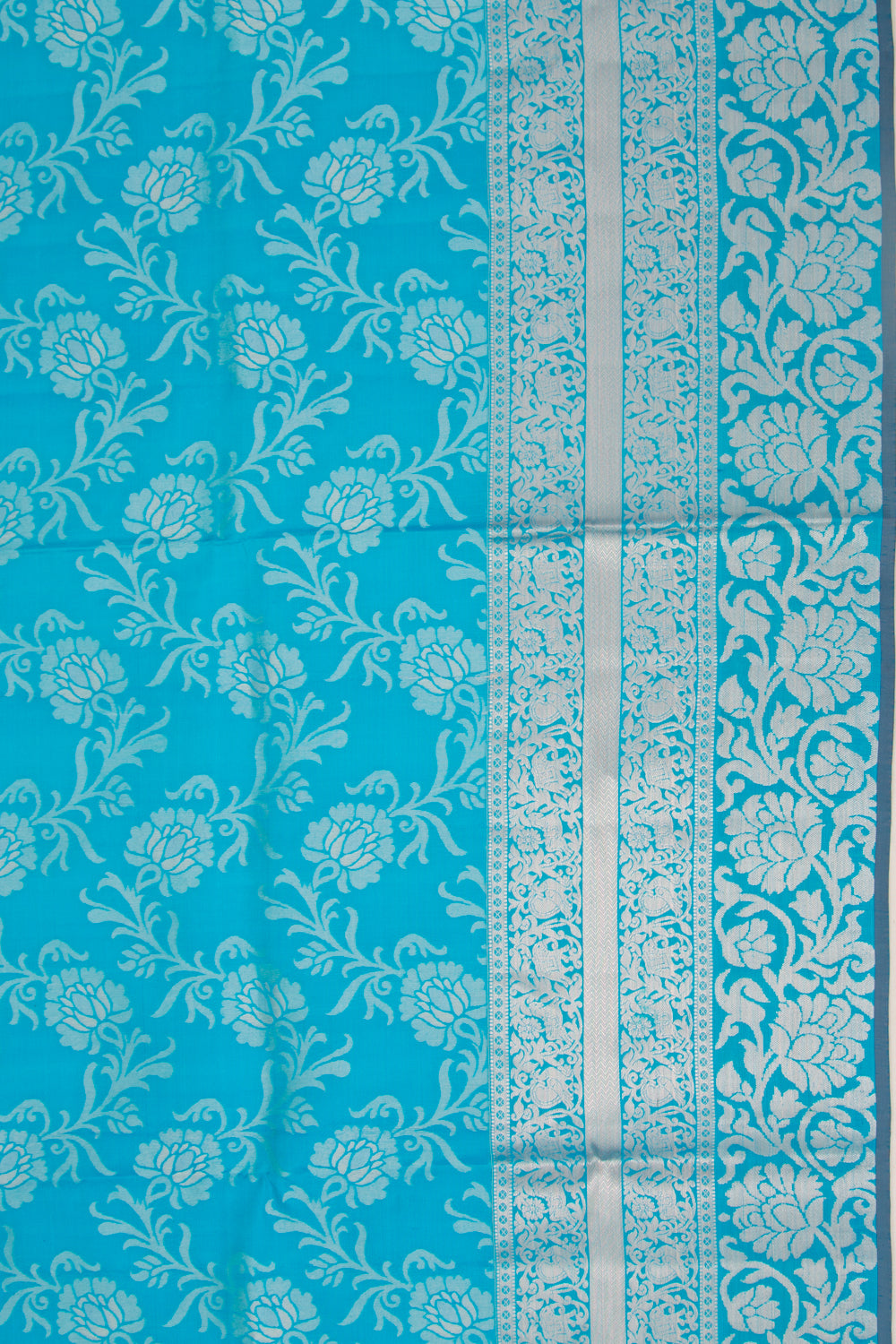 Taranga Kanchi Silk Jaal Sky Blue Saree