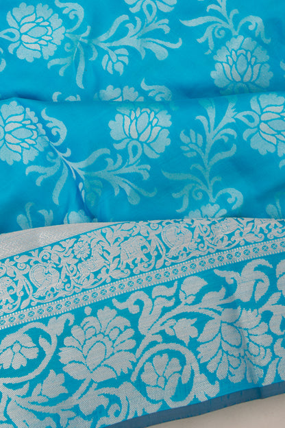 Taranga Kanchi Silk Jaal Sky Blue Saree