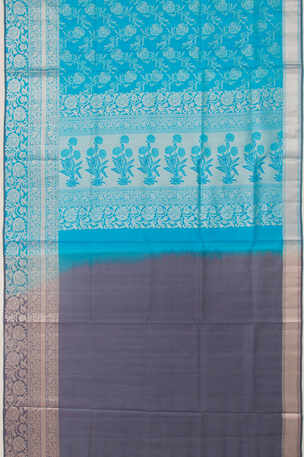 Taranga Kanchi Silk Jaal Sky Blue Saree